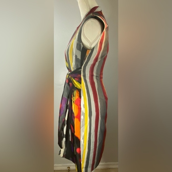 Ellen Tracy Multi Color Front Tie Knee Lenth Dress Size 4 EUC SKU0667 - Picture 7 of 11